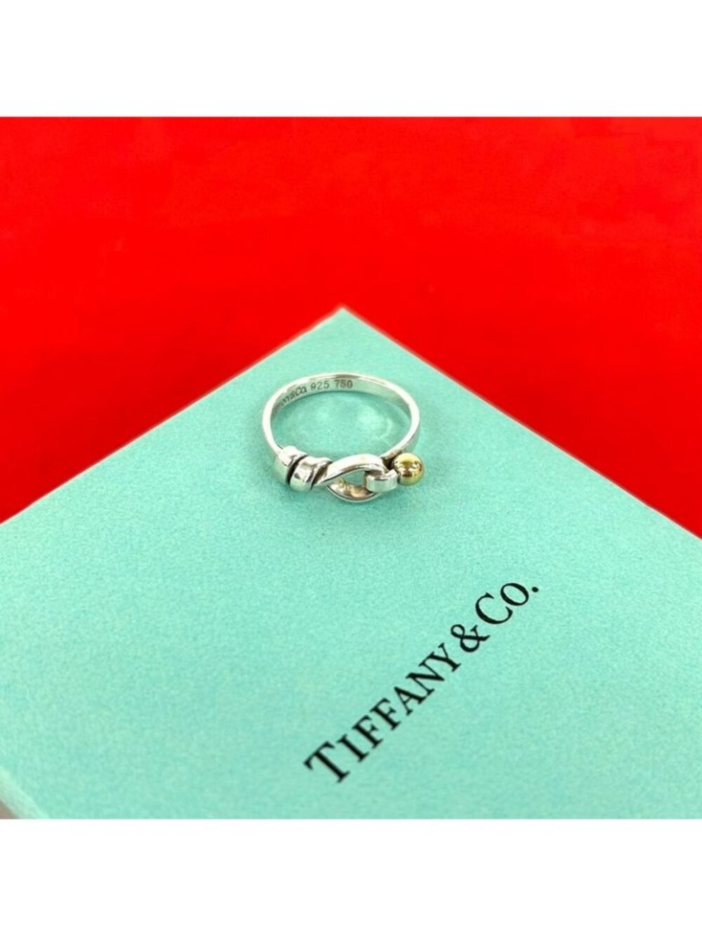 Tiffany & Co Love Knot Ring 18k Silver Yellow Gold